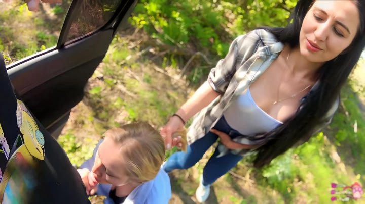 Russian Blonde Sucks A Left-handed Dick In Front Of Her Friend