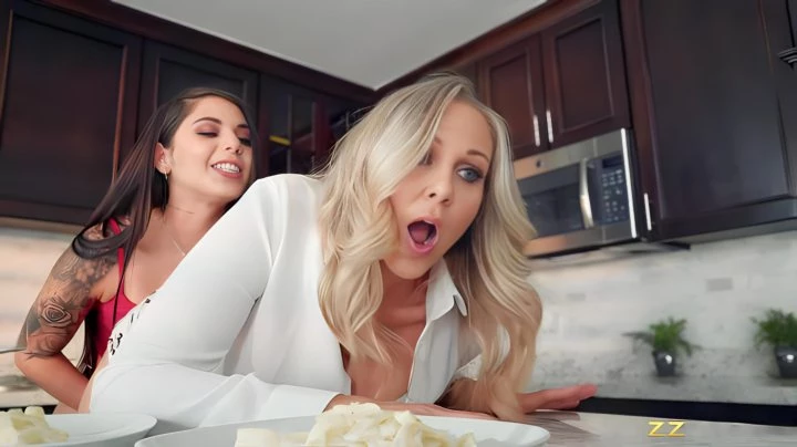 Stepmom Did Not Expect That Stepdaughter's Lesbian Strap-on Would Enter Her Pussy